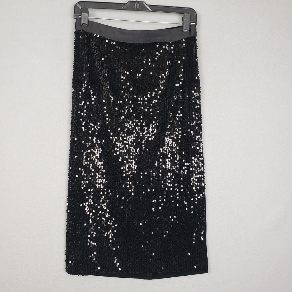 Simply Vera Wang S All Over Sequin Midi Skirt Black Sparkle NYE Cocktail Party